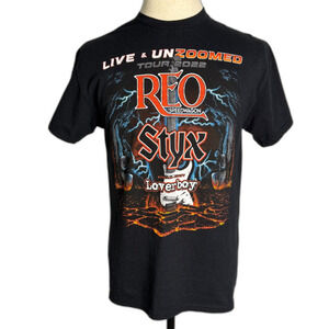 REO Speedwagon & Styx with Loverboy 2022 Tour, Black T-Shirt Size Medium, Gildan